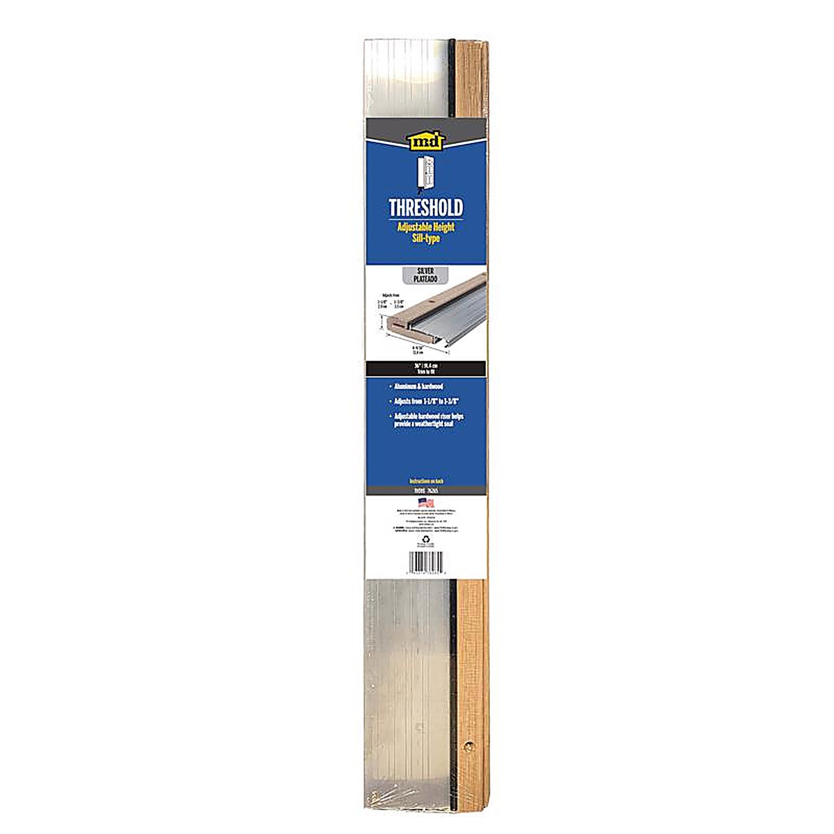 M-D 78600 1.13 H x 5.63 in. W x 36 in. L Mill Oak Adjustable Deluxe Threshold Silver
