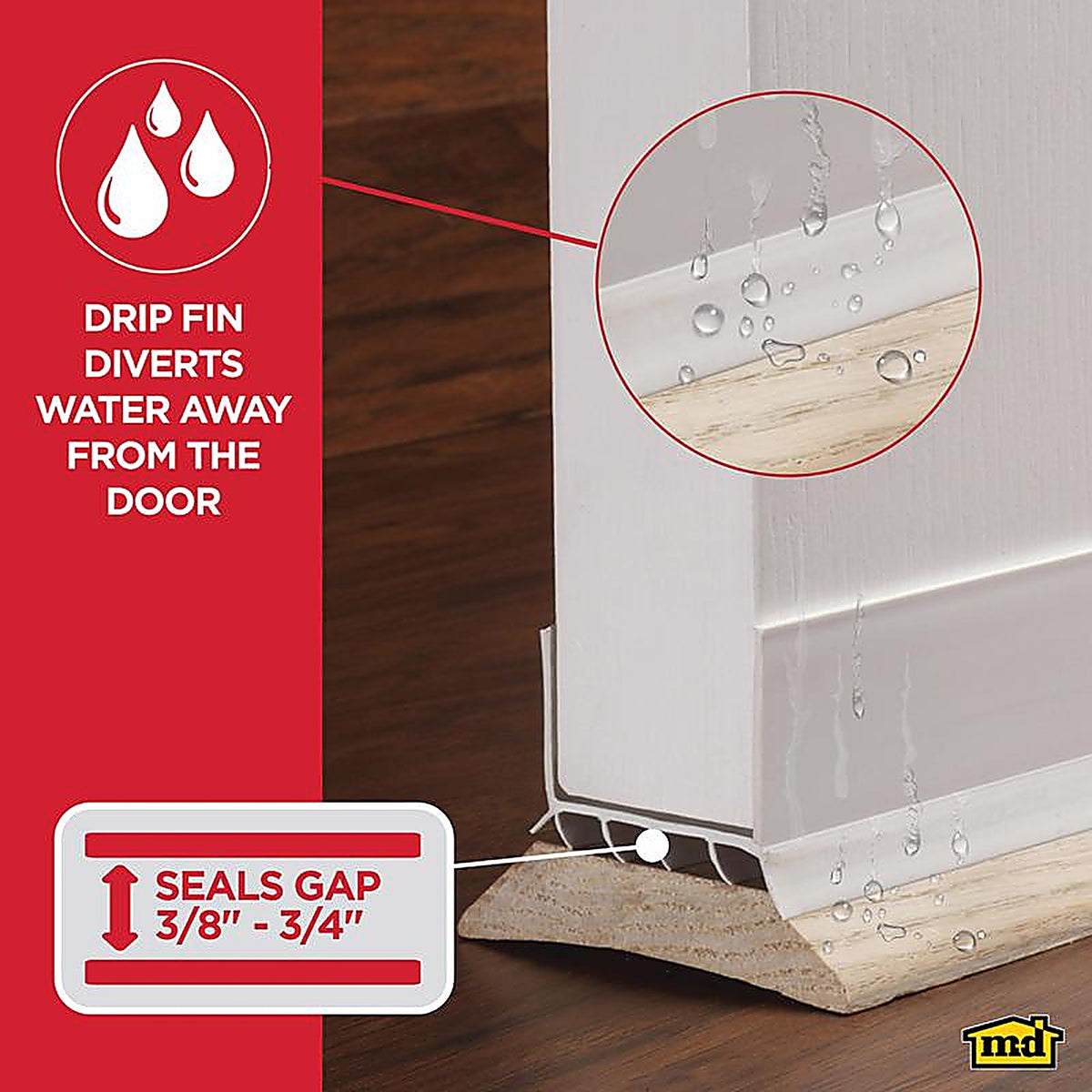 M-D 43336 White Vinyl Door Seal For Door Bottom 3 ft. L x 1-3/4 in.