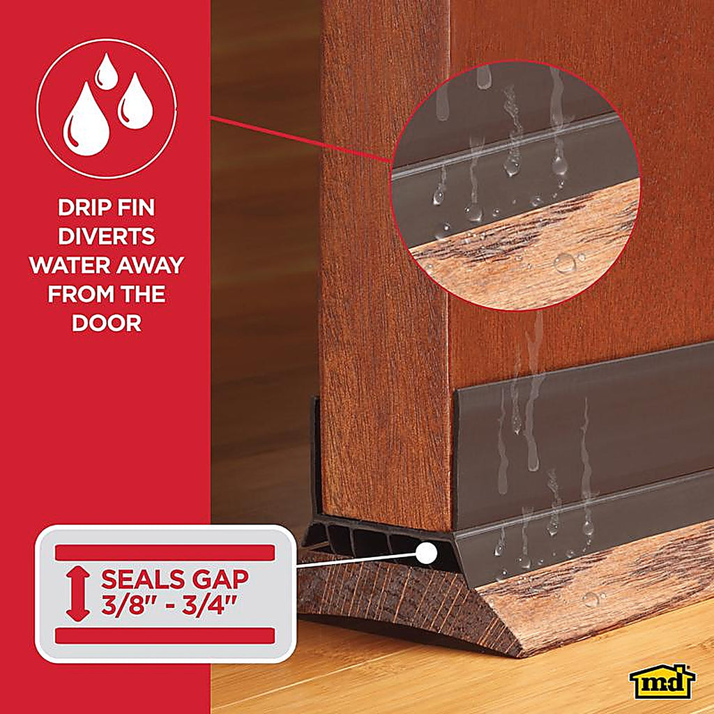 M-D 43337 Brown Vinyl Door Seal For Door Bottom 3 ft. L x 1-3/4 in.