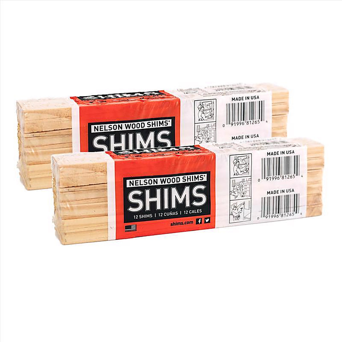Nelson Wood Shims PSH8/12/36/65 Nelson Wood Shims 1.4 in. W Wood Shim 12/Pack