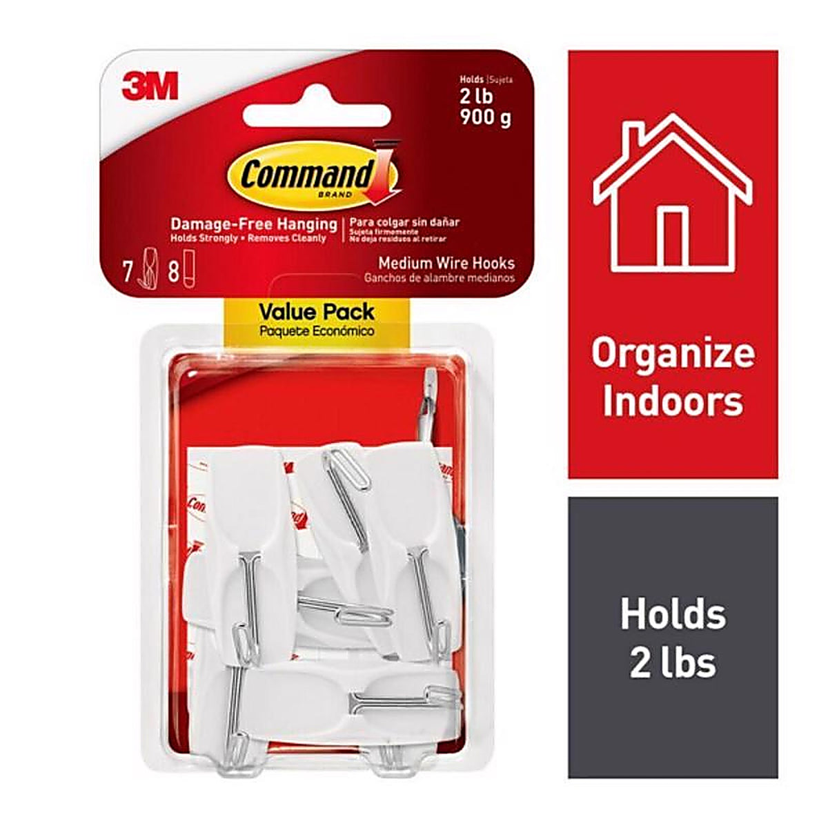 3M 17065-7ES Medium Plastic Wire Toggle Hooks 2-1/6 in. L 7/Pack