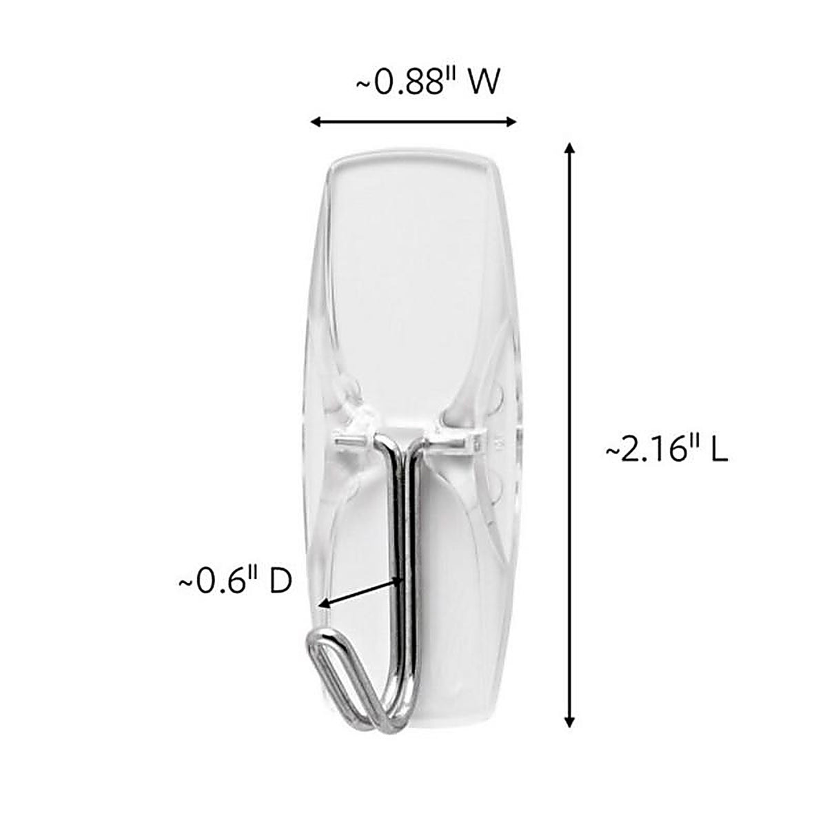 3M 17065CLR-ES Medium Plastic Hook 2-1/6 in. L 2/Pack