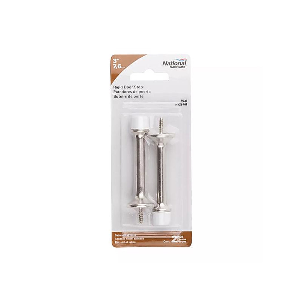 National Hardware N325-464 3.5 in. L Zinc Satin Nickel Silver Rigid Door Stop Mounts to wall