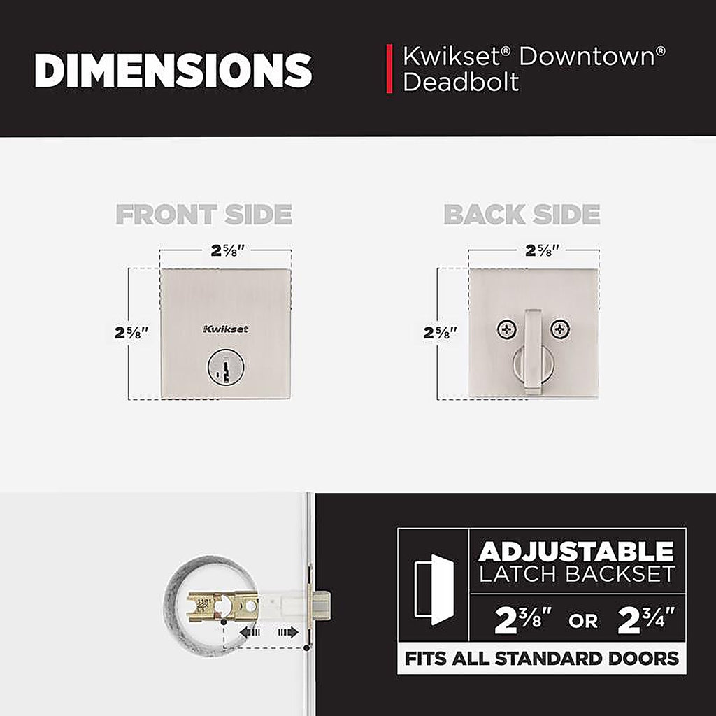 Kwikset 92580-018 SmartKey Satin Nickel Steel Deadbolt
