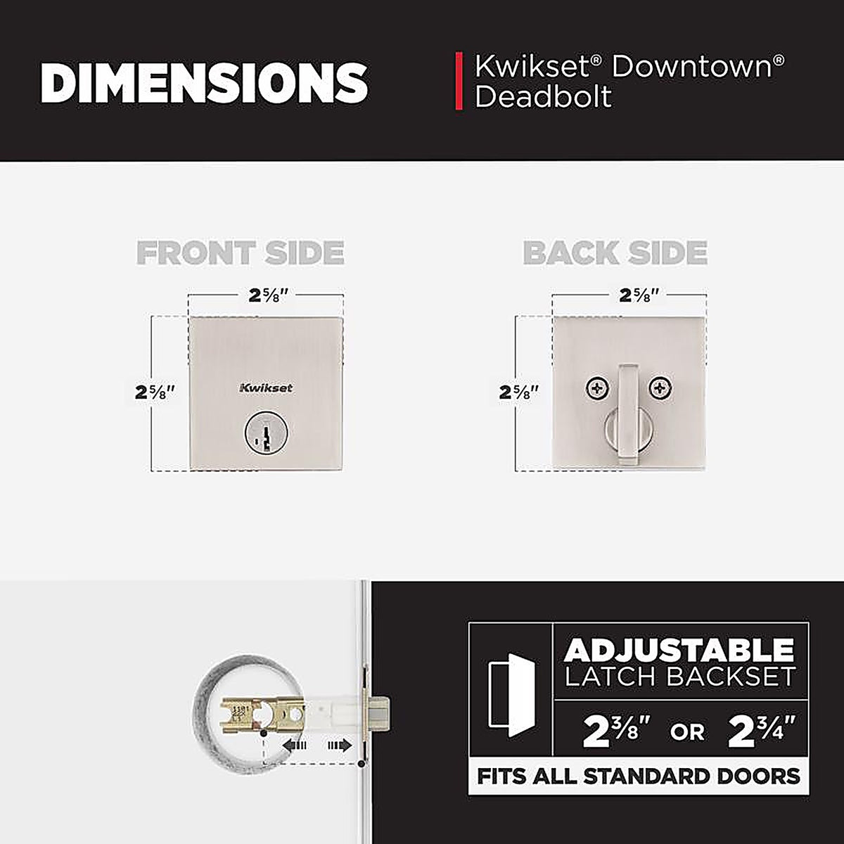 Kwikset 92580-018 SmartKey Satin Nickel Steel Deadbolt