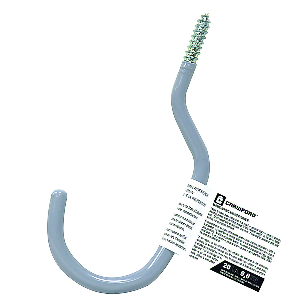 Crawford SS18-25 Medium Vinyl Coated Gray Steel 5.91 in. L Hook 20 lb. 1/Pack