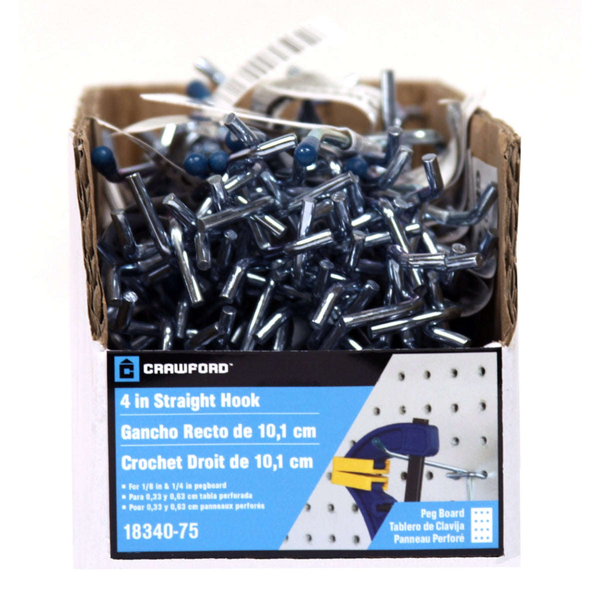 Crawford 18340-75 Zinc Plated Silver Steel 4 in. Peg Hooks 1/Pack