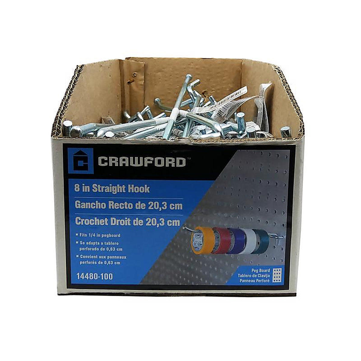 Crawford 14480-100 Zinc Plated Silver Steel 8 in. Peg Hooks 1/Pack