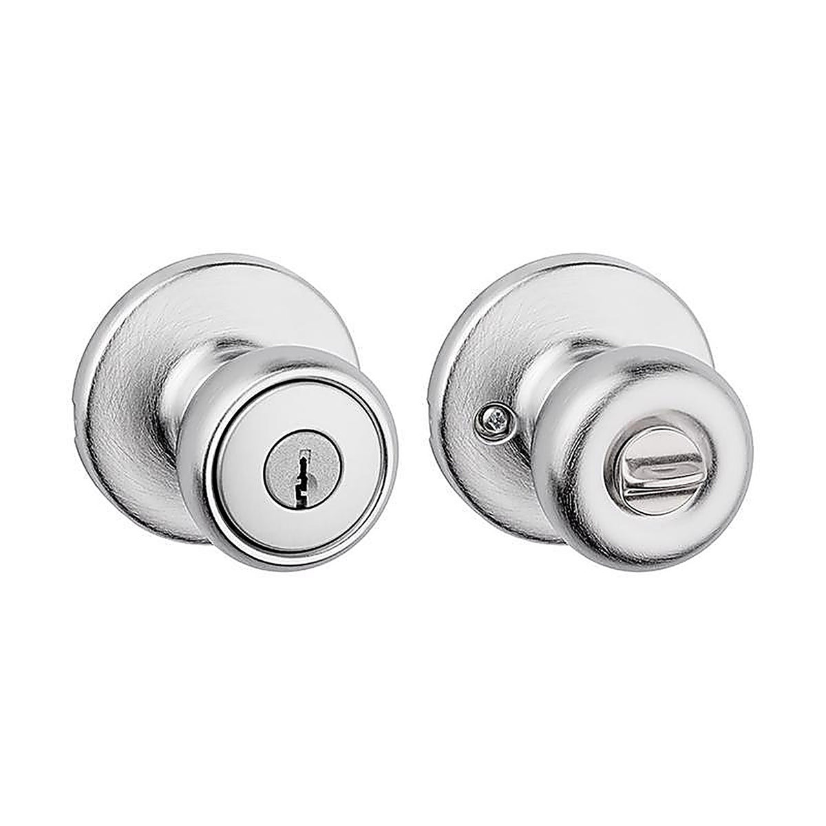 Kwikset 94002-829 Tylo Satin Chrome Entry Knobs ANSI/BHMA Grade 3 1-3/4 in.