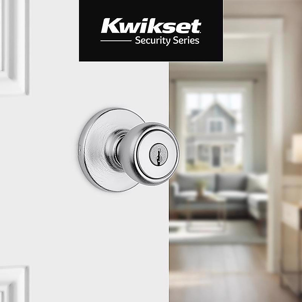 Kwikset 94002-829 Tylo Satin Chrome Entry Knobs ANSI/BHMA Grade 3 1-3/4 in.