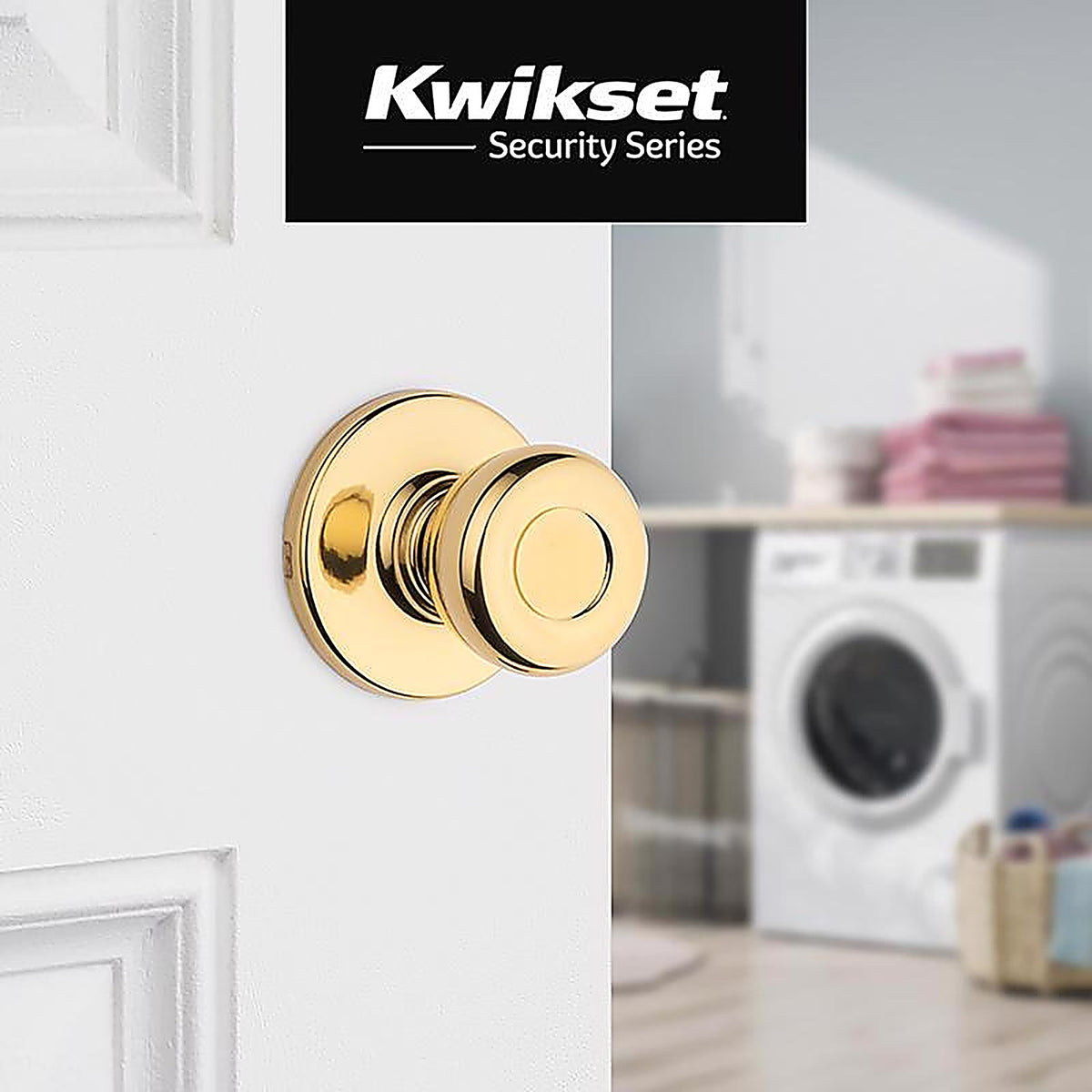 Kwikset 92001-513 Tylo Polished Brass Steel Passage Door Knob 3 Right or Left Handed
