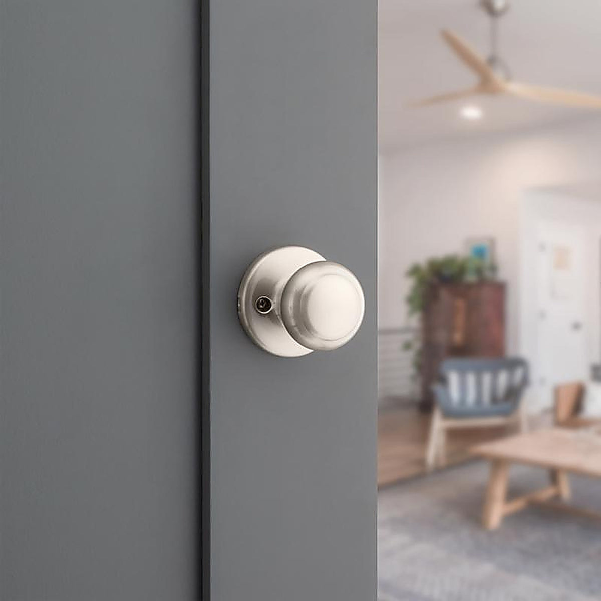 Kwikset 92001-509 Cove Satin Nickel Steel Passage Door Knob 3 Right or Left Handed