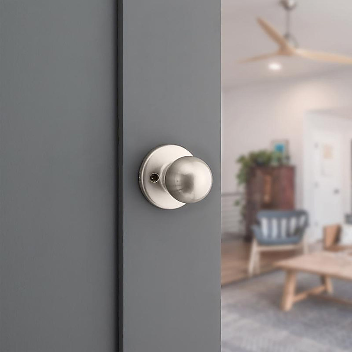 Kwikset 92001-518 Polo Satin Nickel Steel Passage Door Knob 3 Right or Left Handed