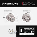 Kwikset 94002-826 Polo Satin Nickel Entry Knobs ANSI/BHMA Grade 3 1-3/4 in.