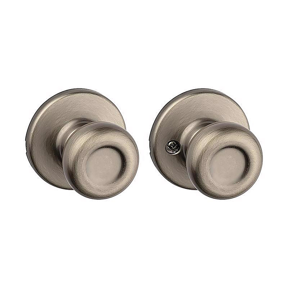 Kwikset 92001-512 Tylo Antique Brass Steel Passage Door Knob 3 Right or Left Handed