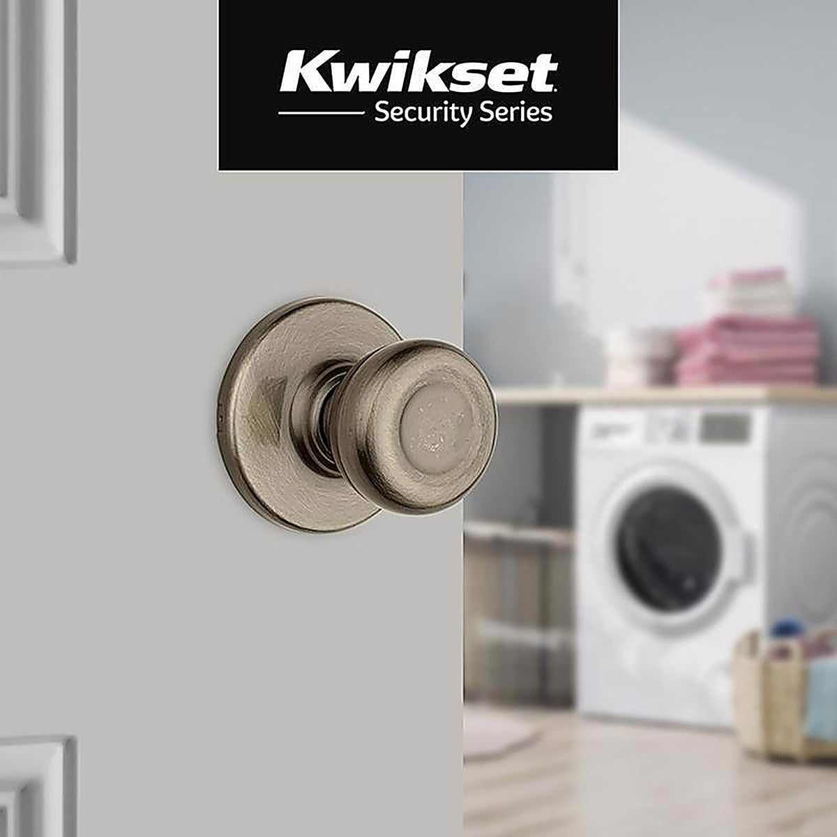 Kwikset 92001-512 Tylo Antique Brass Steel Passage Door Knob 3 Right or Left Handed
