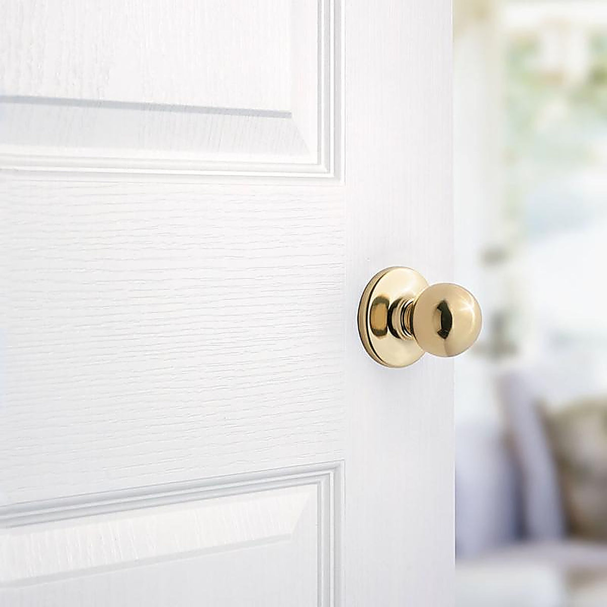 Kwikset 92001-516 Polo Polished Brass Steel Passage Door Knob 3 Right or Left Handed