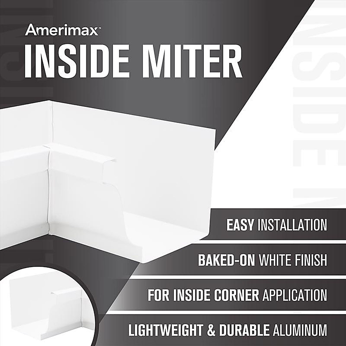 Amerimax 27201 5 in. H x 7.5 in. W x 5 in. L White Aluminum K Inside Miter