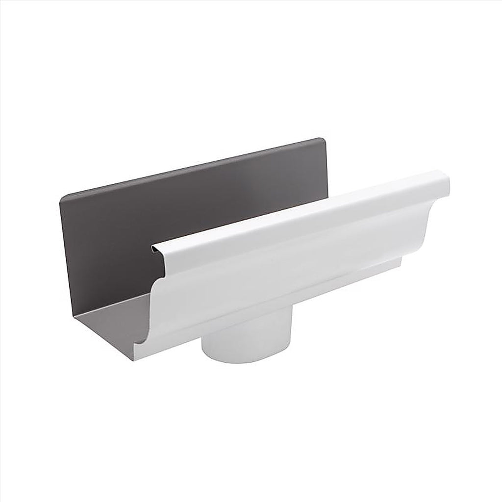 Amerimax 27010 3.5 in. H x 5 in. W x 10 in. L White Aluminum K End w/Drop