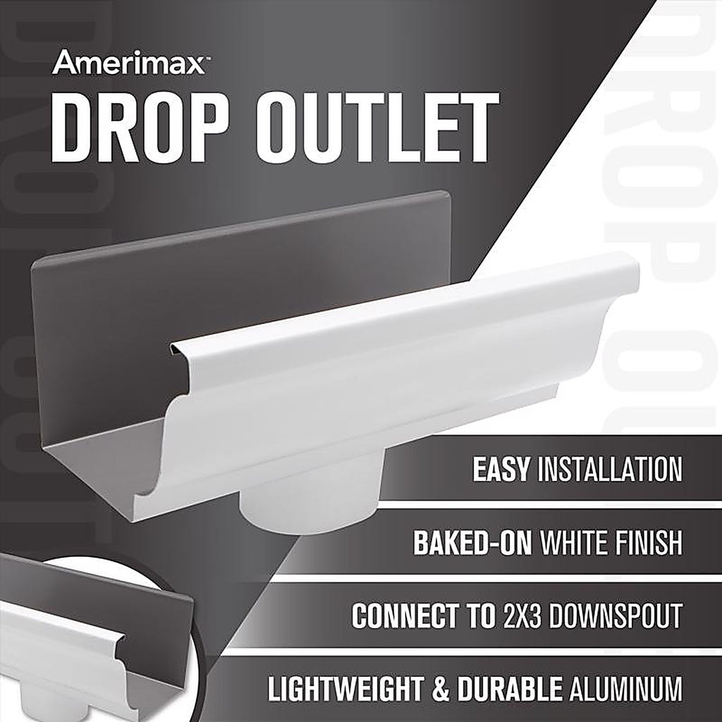 Amerimax 27010 3.5 in. H x 5 in. W x 10 in. L White Aluminum K End w/Drop