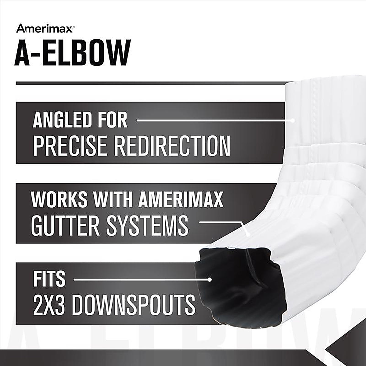 Amerimax 27264 2 in. H x 3 in. W x 3 in. L White Aluminum A Gutter Elbow