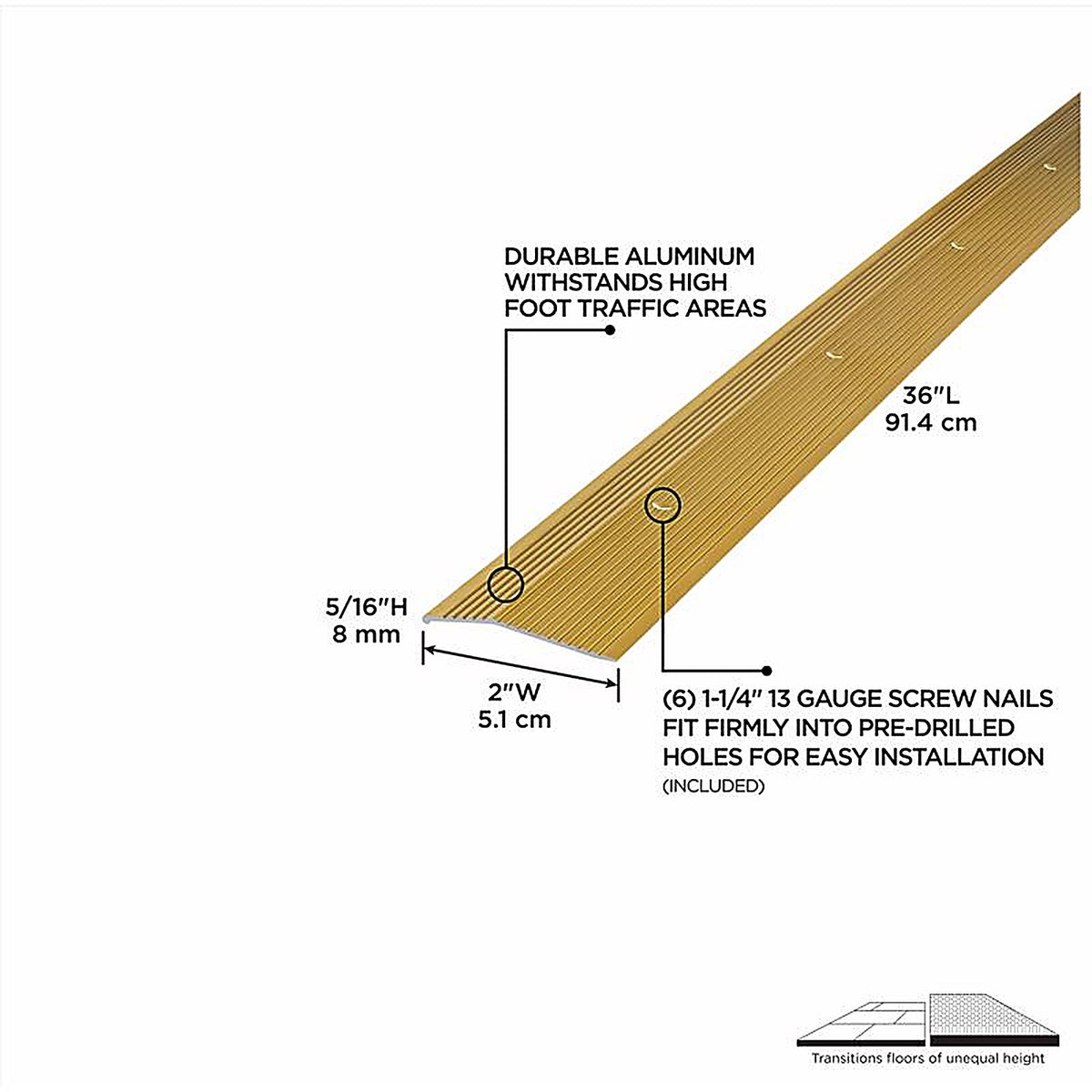 M-D 79244 36 in. L Prefinished Satin Brass Aluminum Carpet Trim