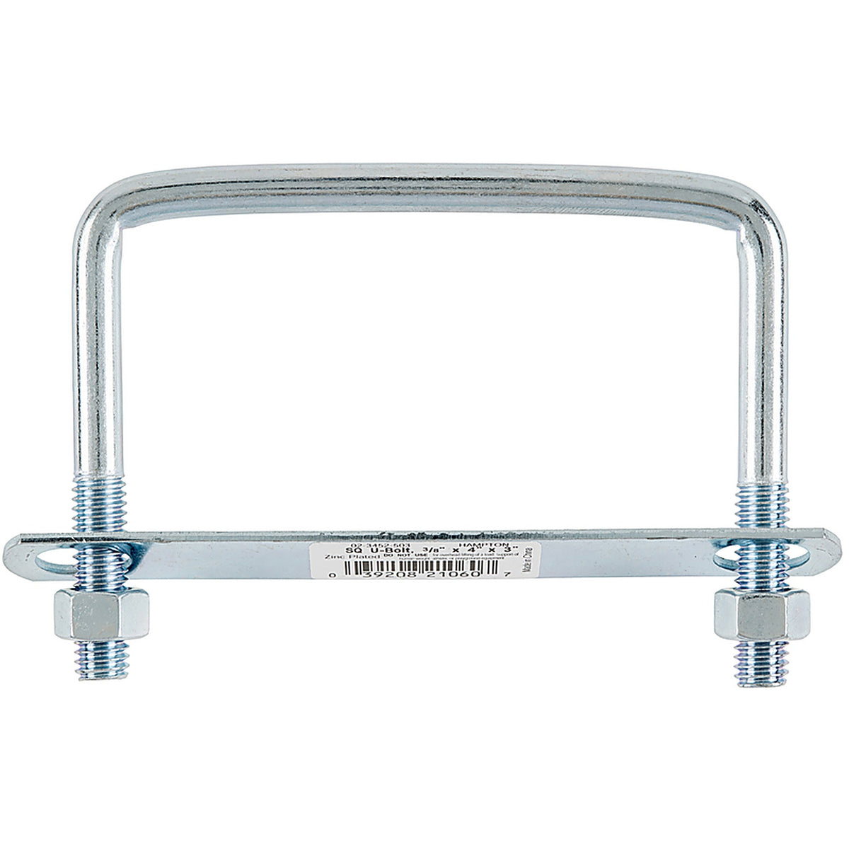 Hampton 02-3452-503 3/8 in. x 4 in. W x 3 in. L Coarse Zinc-Plated Steel Square Bend U Bolt