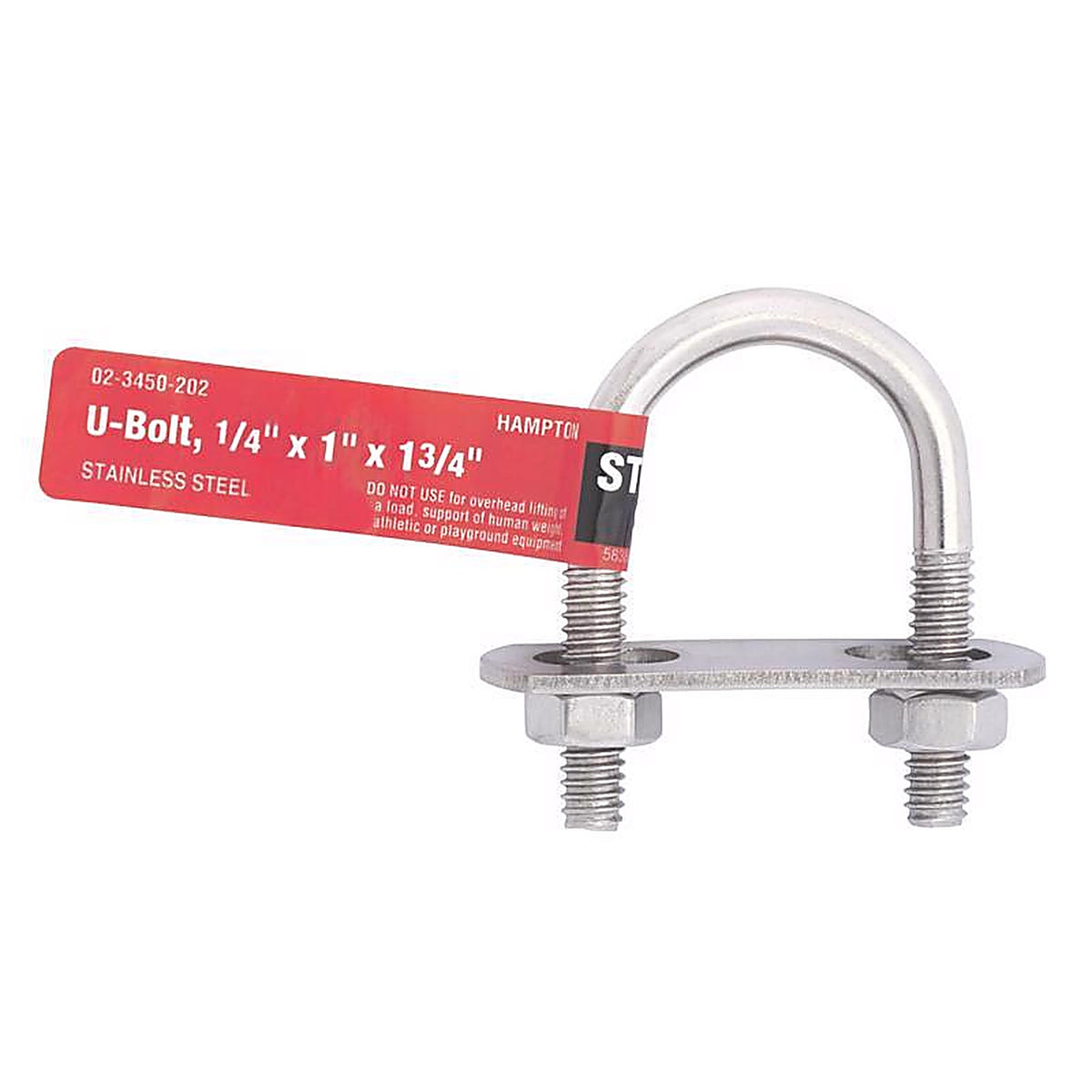 Hampton 02-3450-202 1/4 in. x 1 in. W x 1-3/4 in. L Coarse Stainless Steel U-Bolt