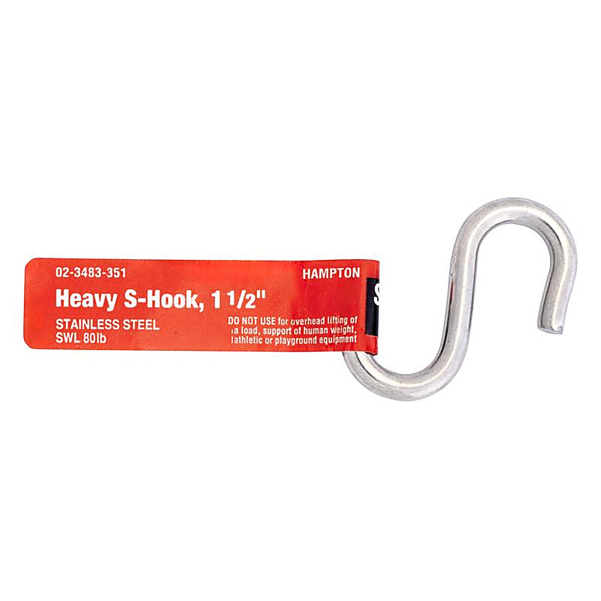Hampton 02-3483-351 Medium Silver Steel 1.4375 in. L S-Hook 40 lb. 1/Pack