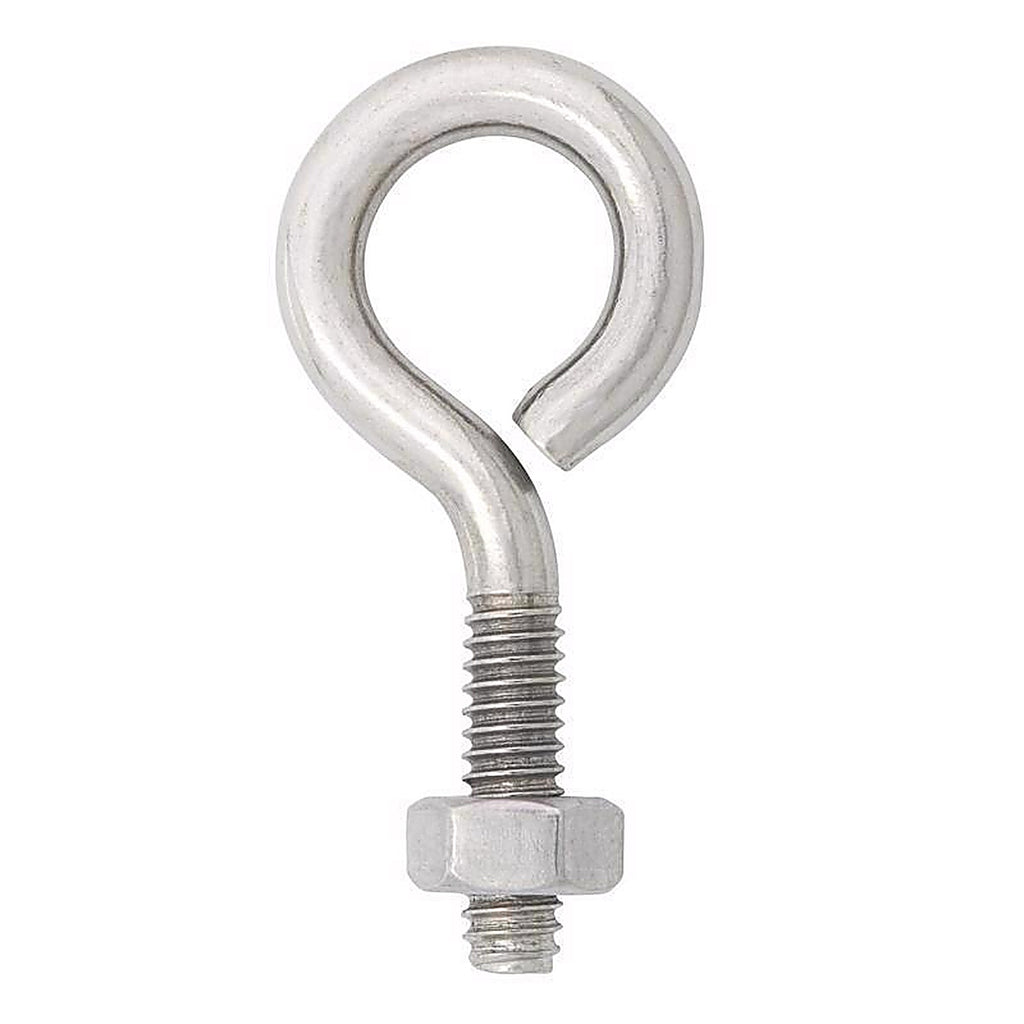 Hampton 02-3456-435 1/4 in. x 2 in. L Stainless Stainless Steel Eyebolt Nut Included