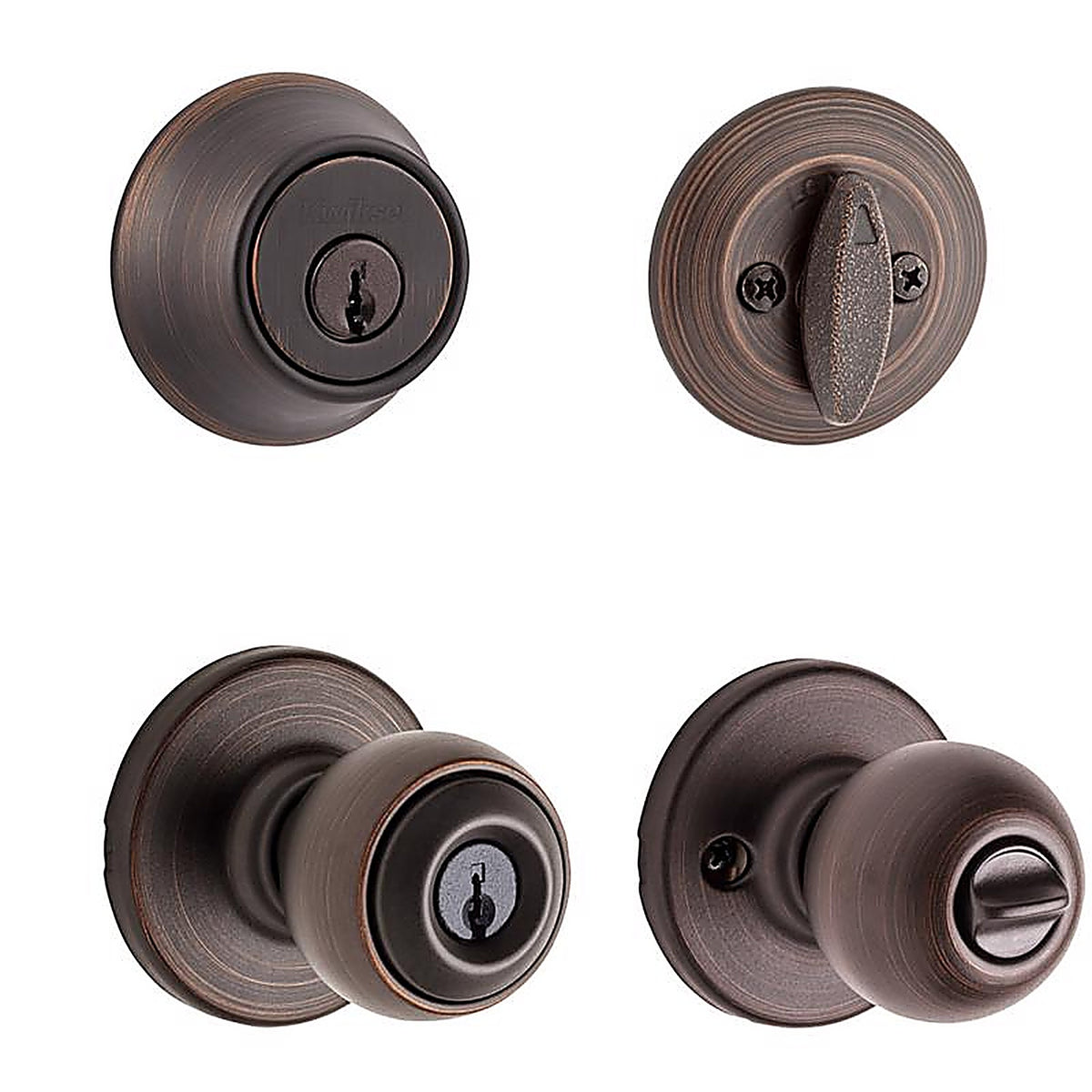 Kwikset 96900-333 Polo Venetian Bronze Entry Knob and Single Cylinder Deadbolt ANSI/BHMA Grade 3 1-3/4 in.