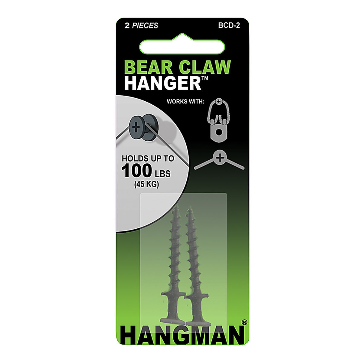 Hangman BCD-2 Black Hanger 100 lb. Double Headed Hanger 2 each