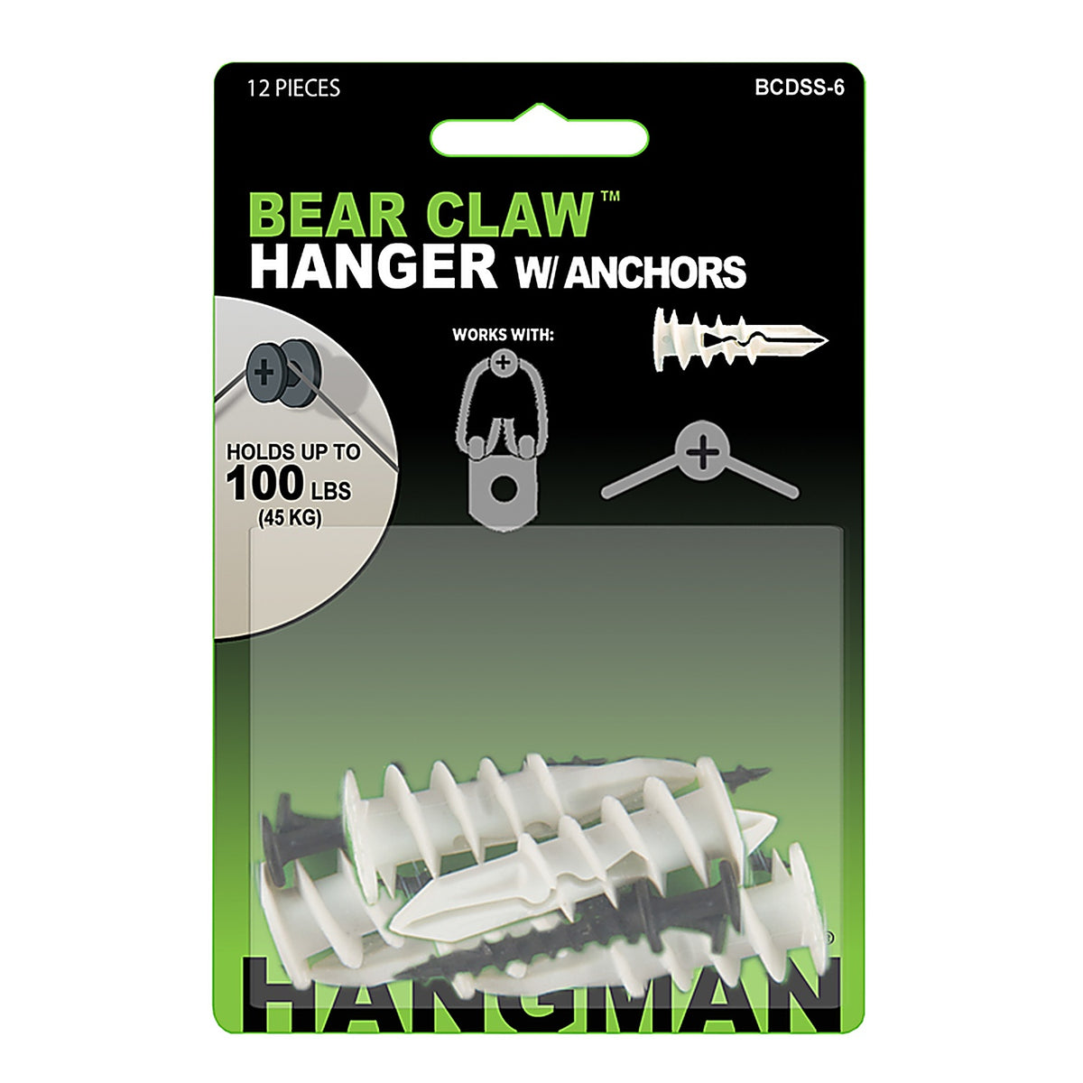 Hangman BCDSS6 Wall Hangers w/Anchors 100 lb. 6 each Self-Drilling