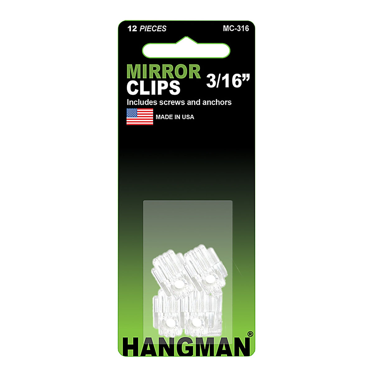 Hangman MC-316 Hanger Mirror Holder Clip 20 lb. 12/pc.