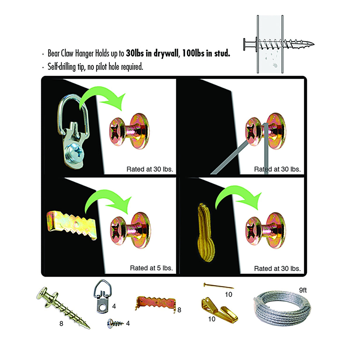 Hangman BHK-W Hanger 100 lb. Picture Hanging Kit 45/pc.