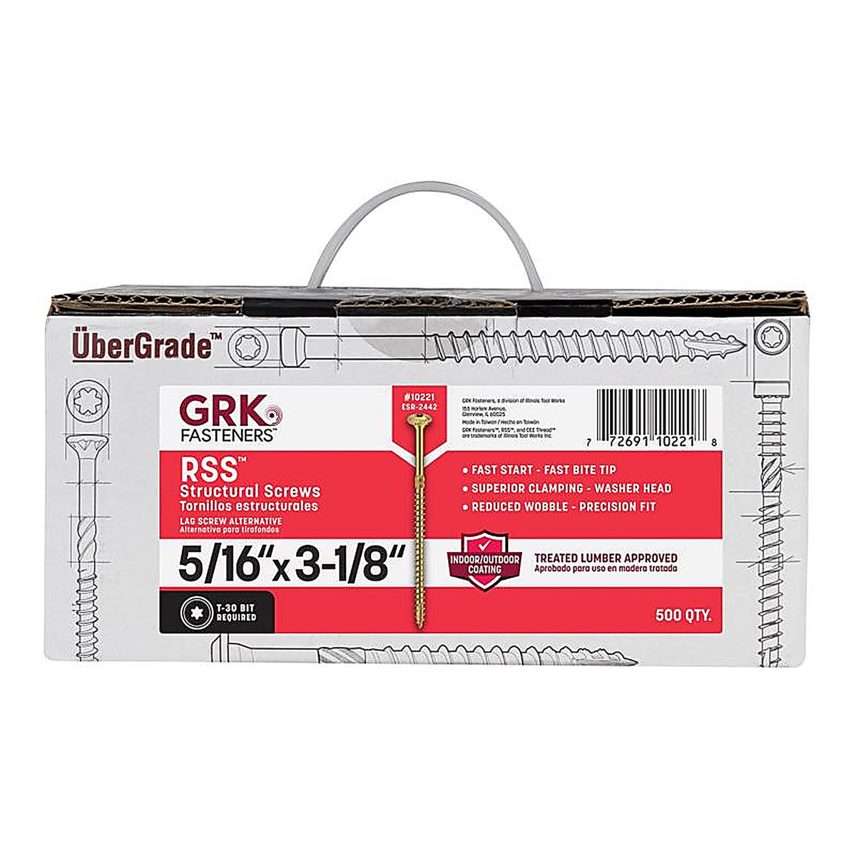 GRK Fasteners 10221 RSS No. 20 x 3-1/8 in. L Star Round Head Construction Screws 500/Pack