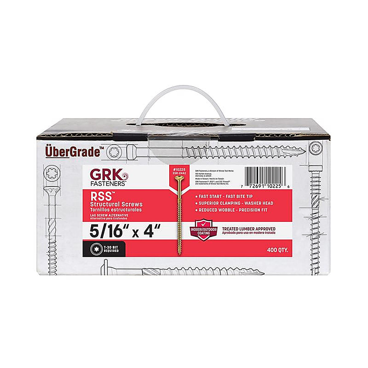 GRK Fasteners 10225 RSS No. 20 x 4 in. L Star Round Head Construction Screws 400/Pack