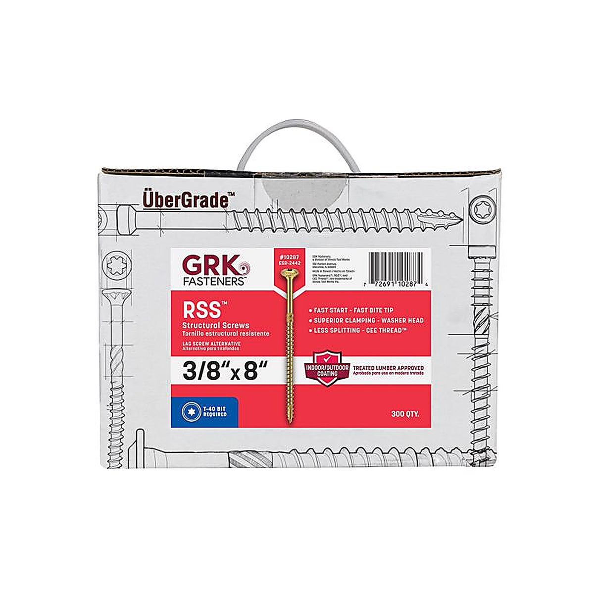 GRK Fasteners 10287 RSS No. 20 x 8 in. L Star Round Head Construction Screws 300/Pack