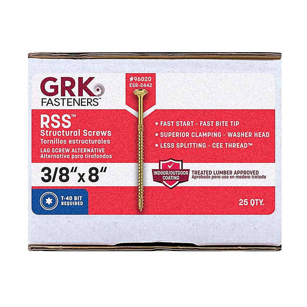 GRK Fasteners 96020 No. 20 x 8 in. L Star Round Head Structural Screws 25/Pack