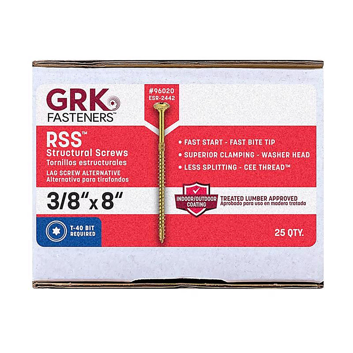 GRK Fasteners 96020 No. 20 x 8 in. L Star Round Head Structural Screws 25/Pack