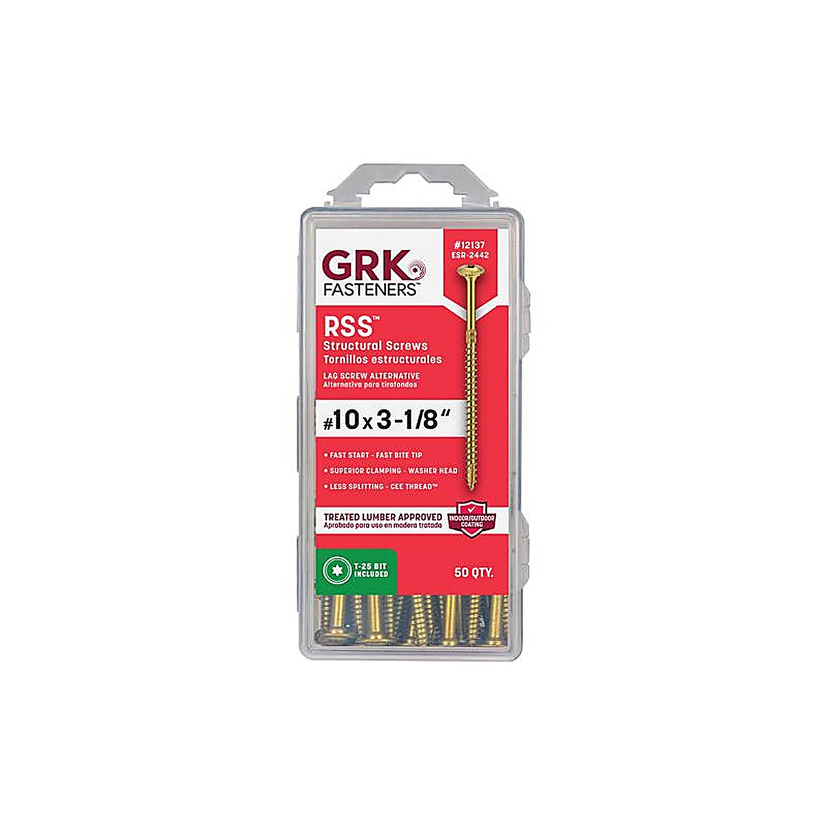 GRK Fasteners 12137 No. 10 x 3-1/8 in. L Star Round Head Rugged Structural Screws 50/Pack