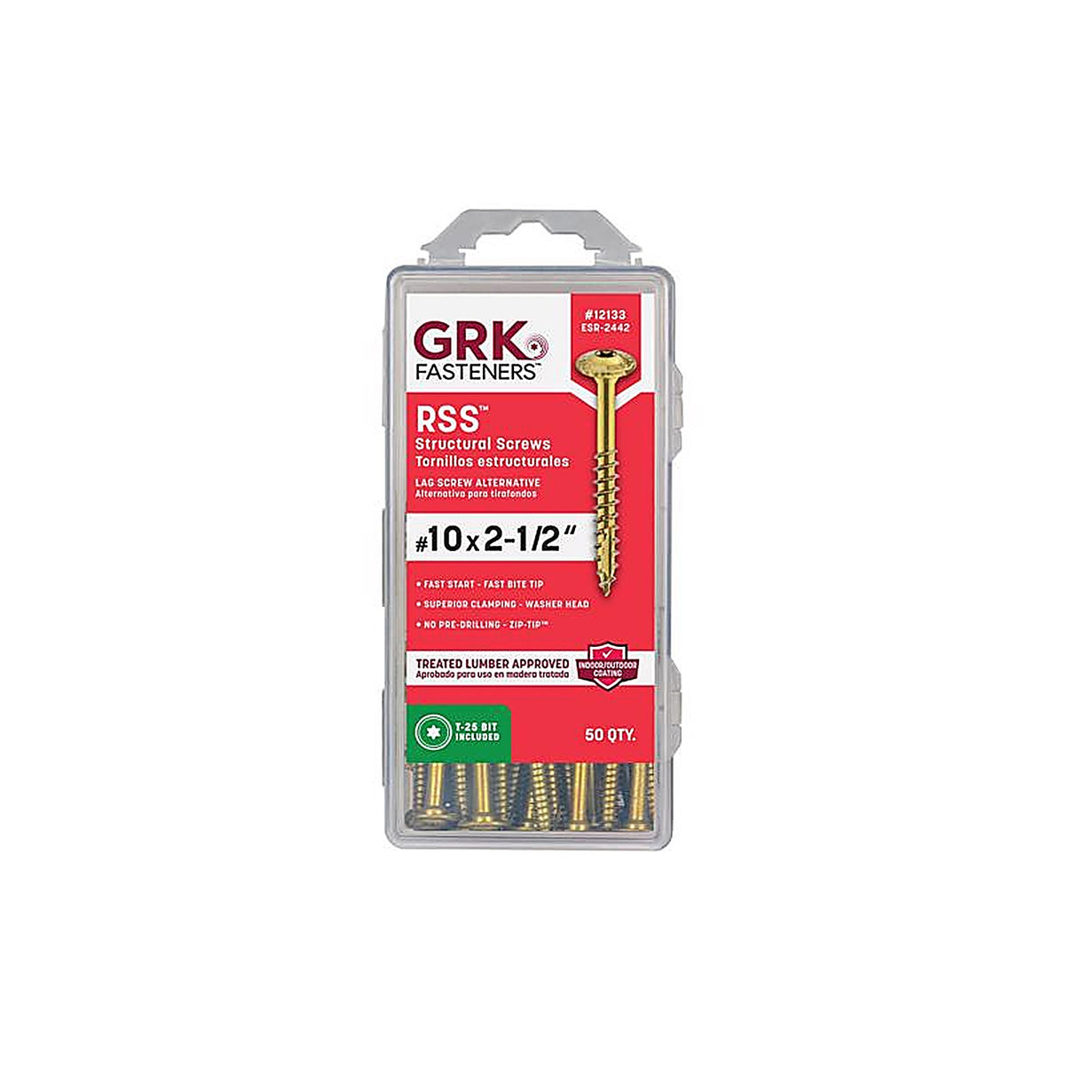 GRK Fasteners 12133 No. 10 x 2-1/2 in. L Star Round Head Rugged Structural Screws 50/Pack