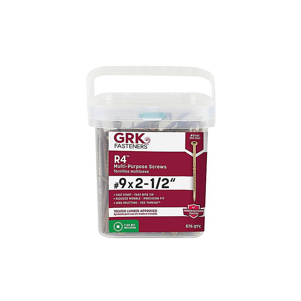 GRK Fasteners 1101 R4 No. 9 x 2-1/2 in. L Star Coated Multi-Purpose Screws 575/Pack