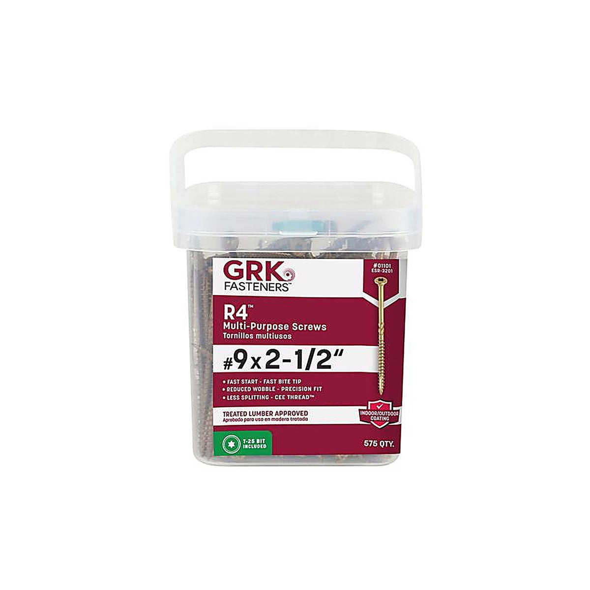 GRK Fasteners 1101 R4 No. 9 x 2-1/2 in. L Star Coated Multi-Purpose Screws 575/Pack