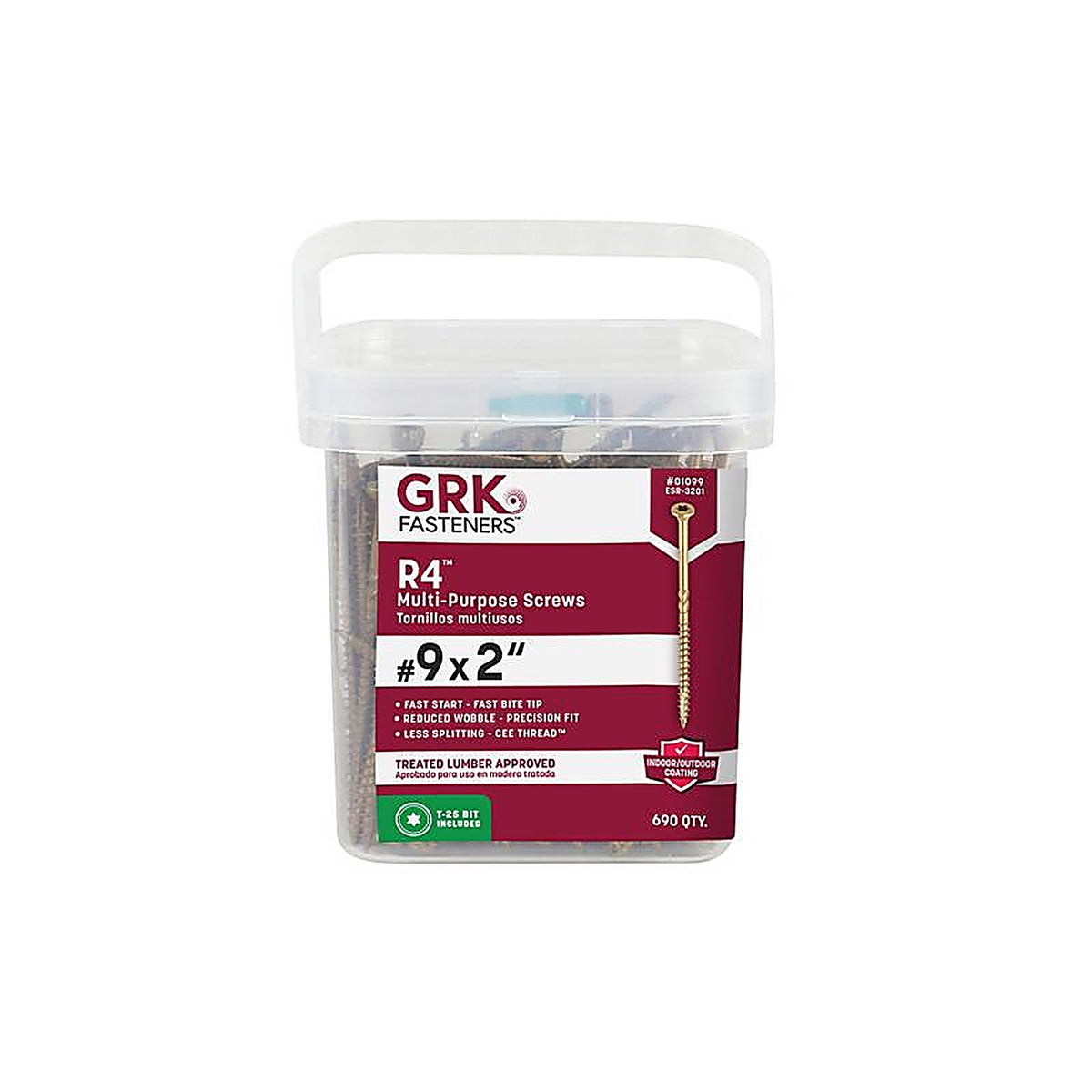 GRK Fasteners 1099 R4 No. 9 x 2 in. L Star Coated Multi-Purpose Screws 690/Pack