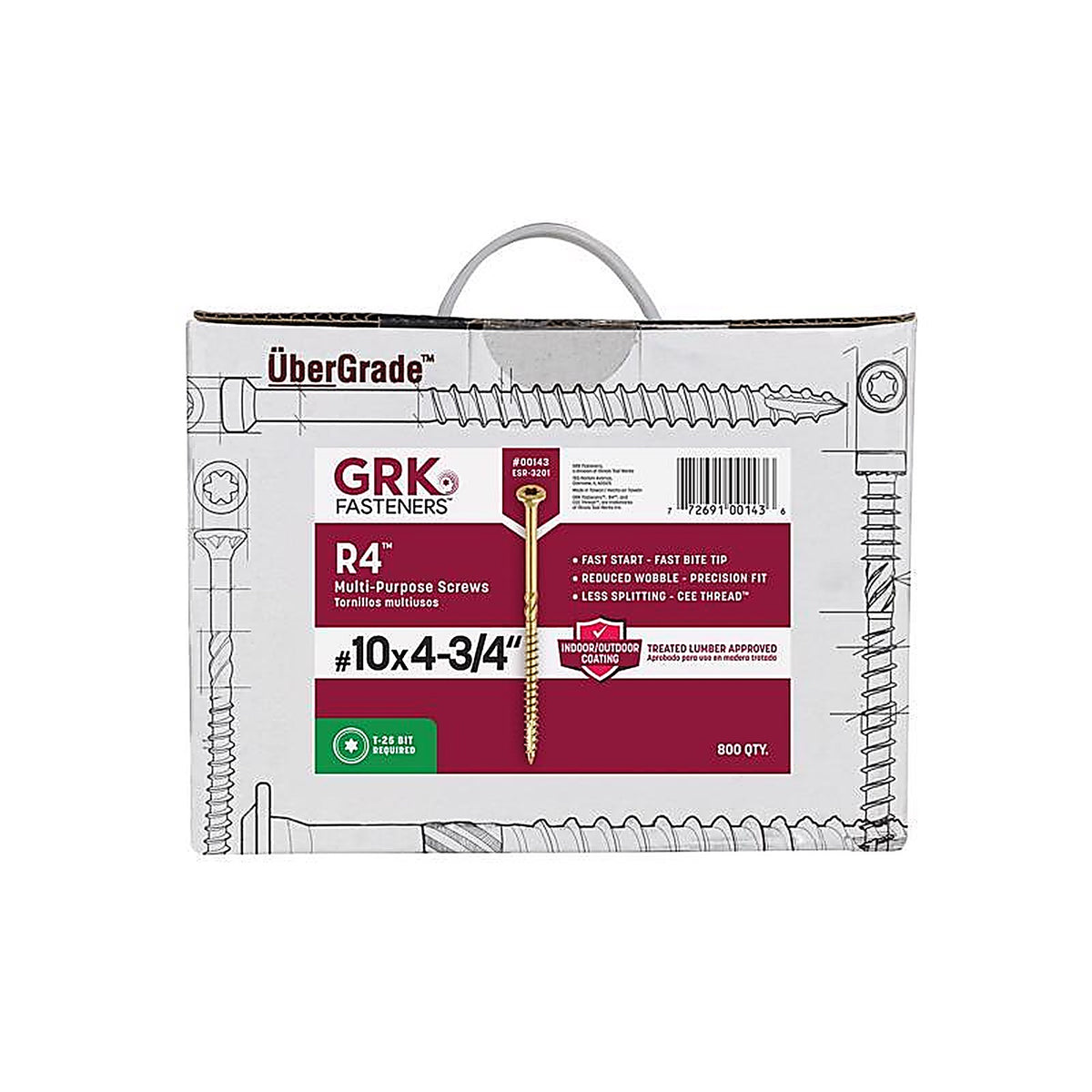 GRK Fasteners 143 R4 No. 10 x 4-3/4 in. L Star Coated Multi-Purpose Screws 800/Pack