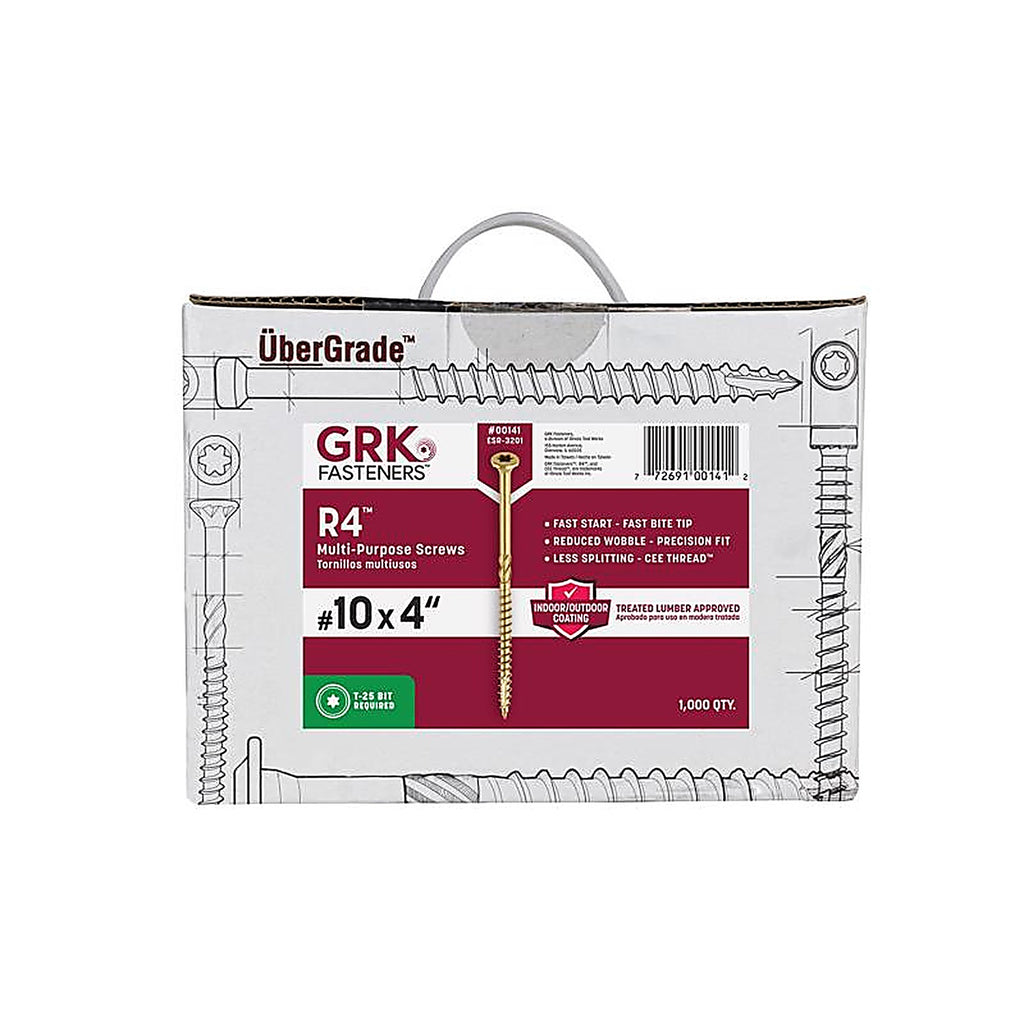 GRK Fasteners 141 R4 No. 10 x 4 in. L Star Coated Multi-Purpose Screws 1000/Pack