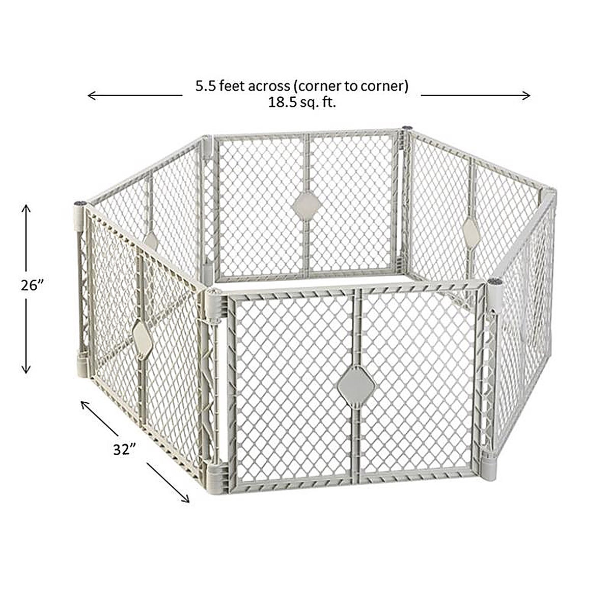North States 8666 Superyard Gray 26 in. H x 18.5 in. W Plastic Child Safety Gate