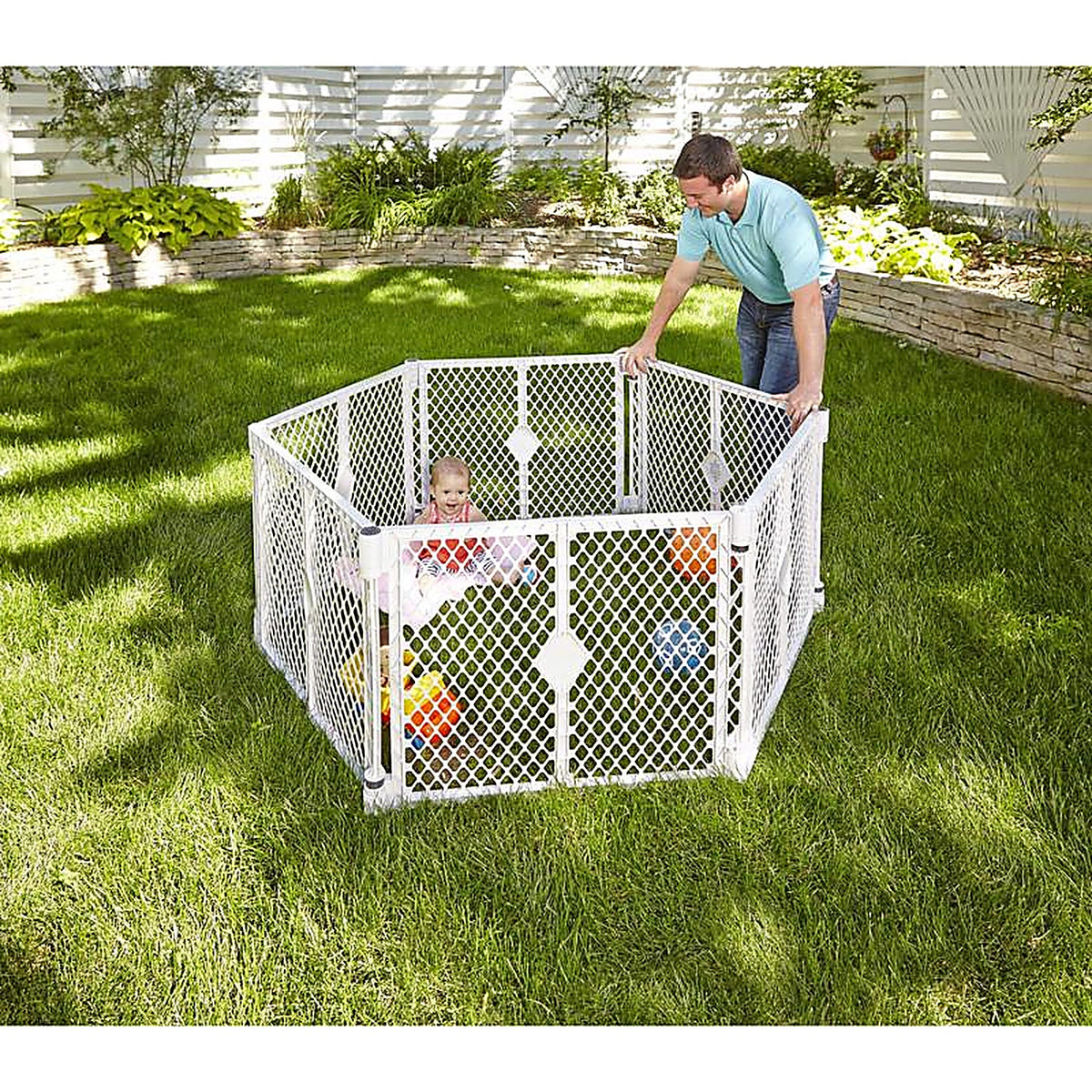 North States 8666 Superyard Gray 26 in. H x 18.5 in. W Plastic Child Safety Gate