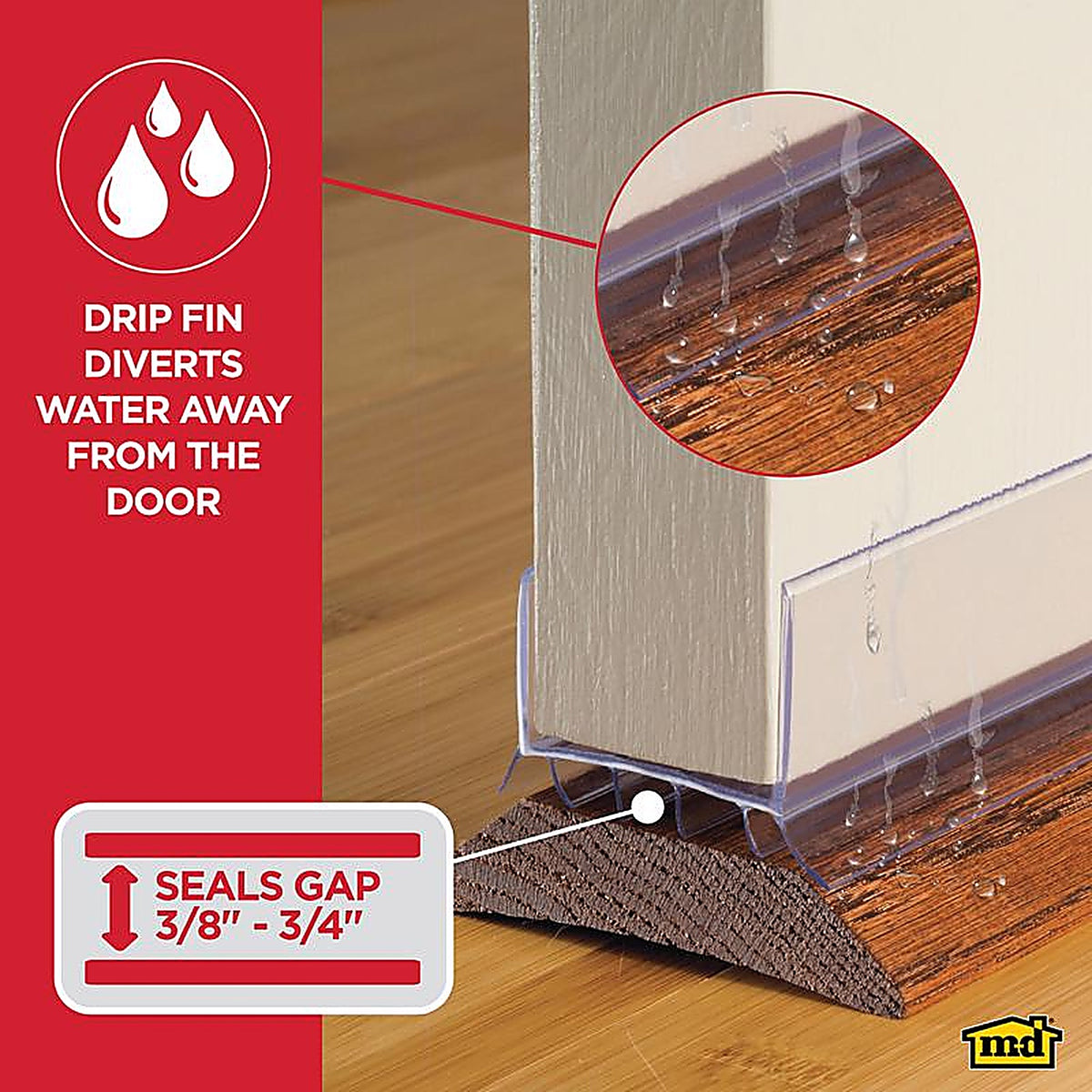 M-D 43338 Cinch Clear Rubber Door Bottom For Slide-On 36 in. L x 1-3/4 in. thick